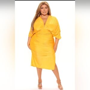 Mustard Back Tie Dress